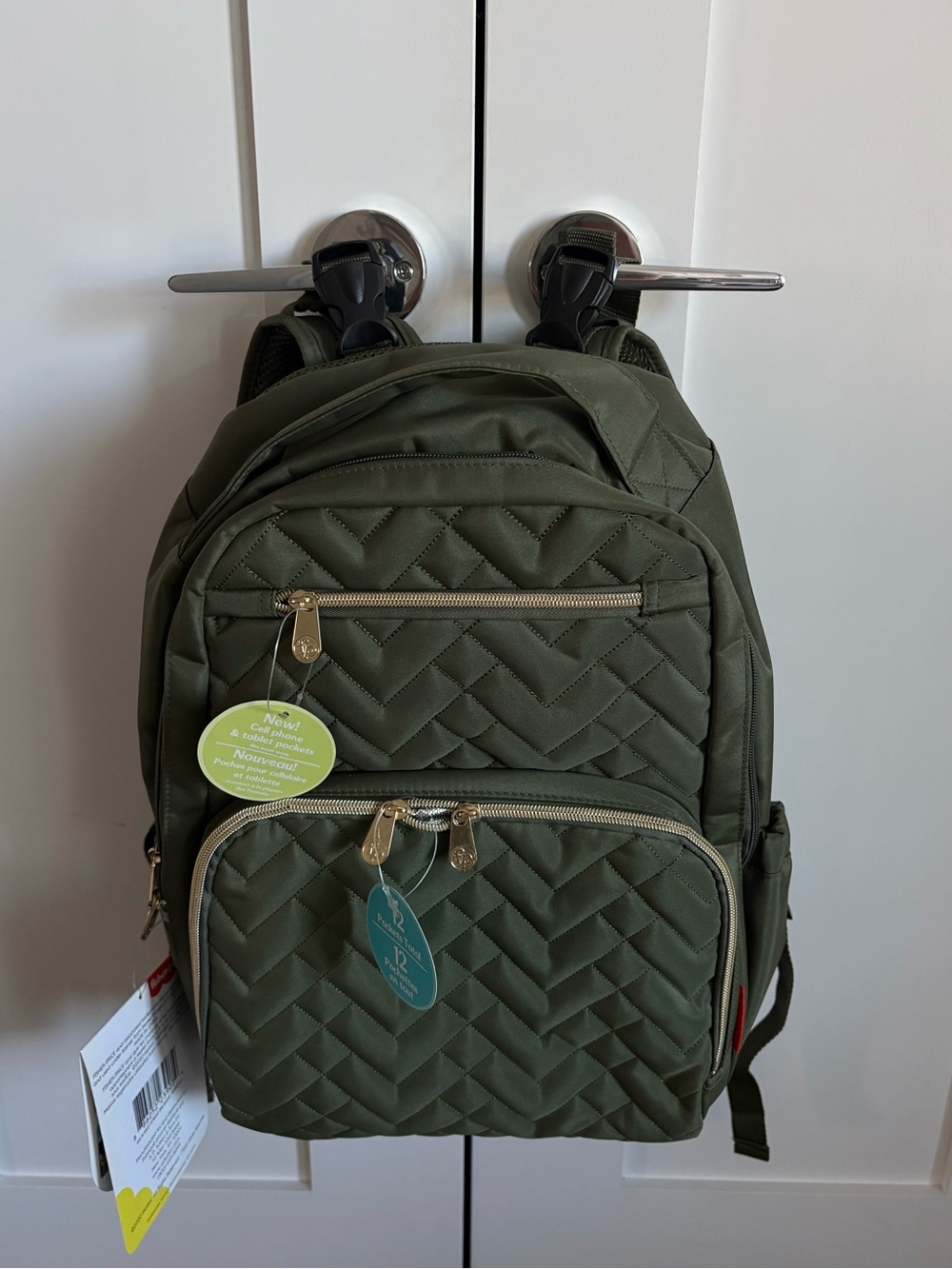 Fisher-Price Morgan Chevron Quilted Multi-Pocket Diaper Bag Backpack